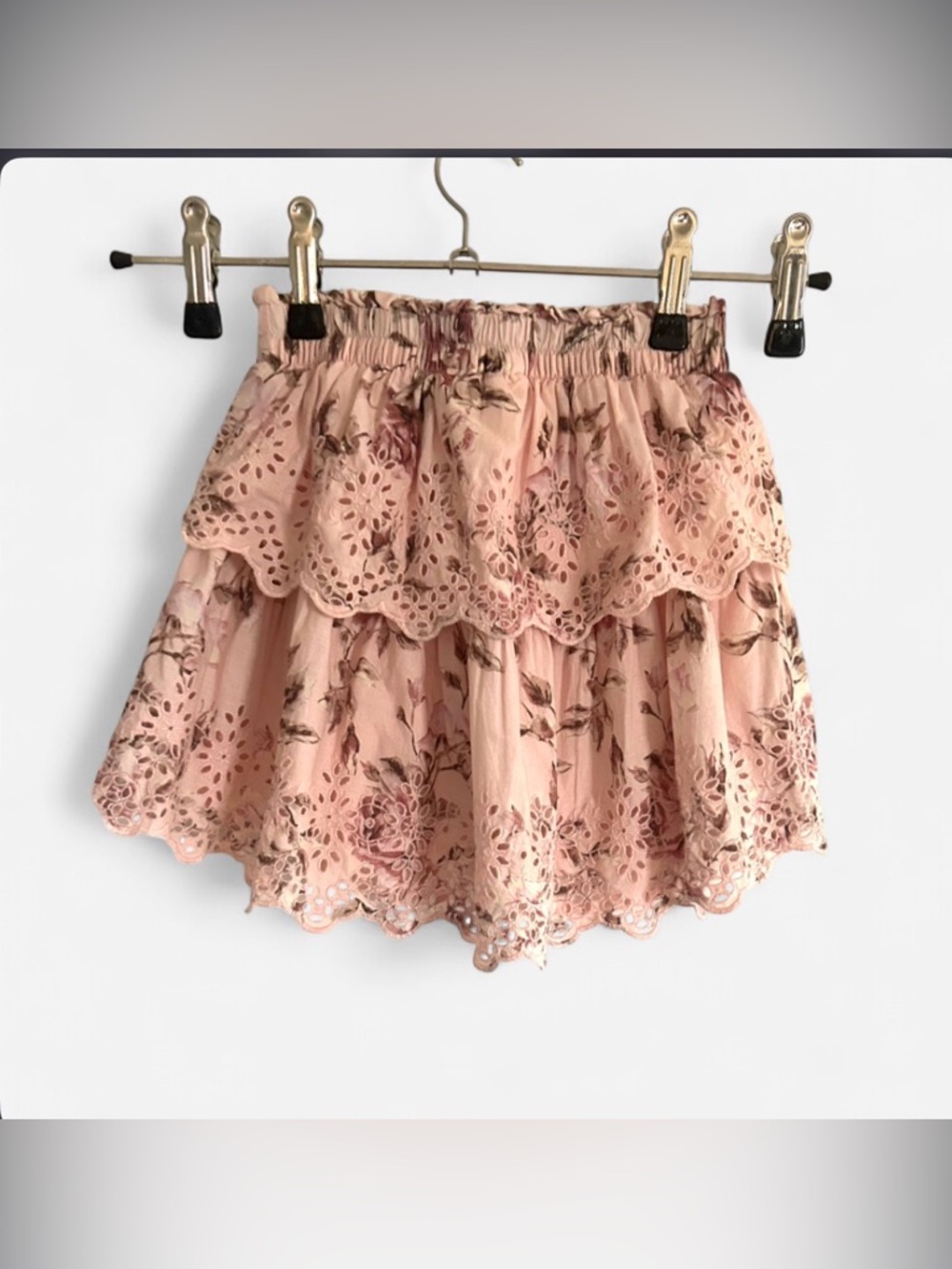 🌸 RARE SOLD OUT Gap LoveShackFancy Pink Floral Tiered Flippy Skirt Size 8 M 🌸